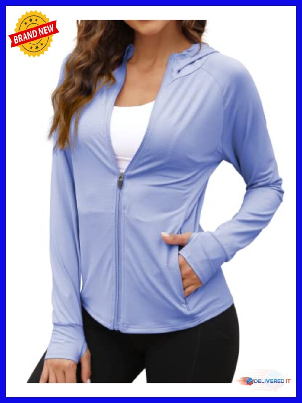 UPF 50+ Sun Protection Jacket Hoodie Athletic Hiking Long Sleeve Zip